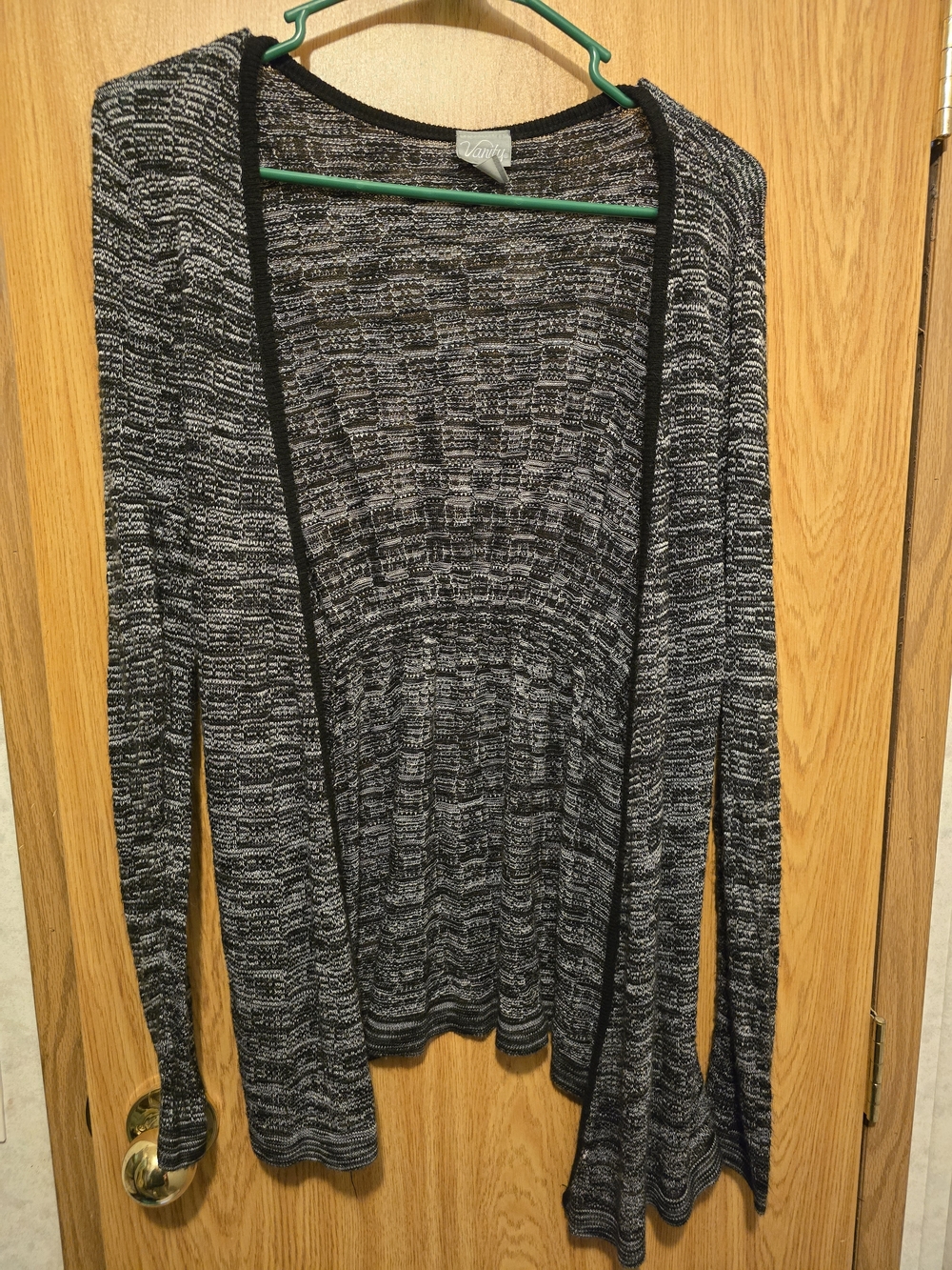 Vanity Black and Gray Marled Open-Front Cardigan